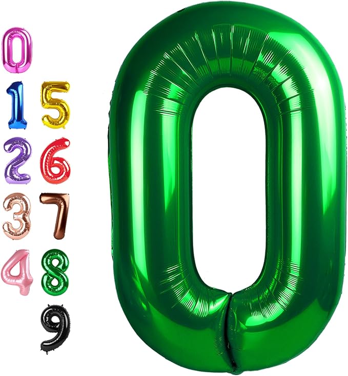 Balloon 0 Numbers 40 Inch Big Zero Dark Green Balloon Numbers for Birthday Decoration, Baloon for 10 20 30 40 100 2026 Graduation Decor Wedding Anniversaries Party