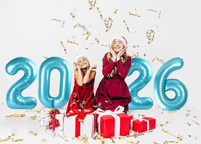 2026 Balloon Numbers - 40 Inch Pearlescent Blue New Years Eve Party Supplies 2026, Nye Decor Party Decorations Happy New Year, New Years Eve Foil Party Balloons, Graduation Party Decorations