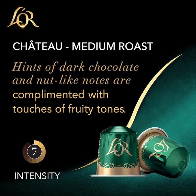 L'OR Coffee Pods, 50 Count Chateau Medium Roast Blend, Single-Serve Aluminum Coffee Capsules Compatible with the L'OR BARISTA System & *Nespresso Original Machines, 50 Count (Pack of 5)