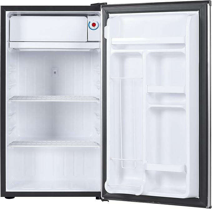 ARCTIC CHEF Mini Refrigerator-Freezer Compartment-Adjustable Thermostat Control-Reversible Doors-Ideal for Dorm, Office, RV, Garage, Apartment-Black, 3.2 CU.FT