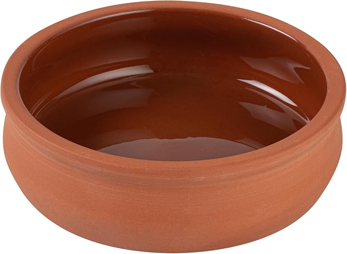 Restaurantware-Terra Tek 8.5 Ounce Terracotta Cazuelas, 2 Brown Glazed Clay Pots For Cooking - Oven-Ready, Microwavable, Terracotta Serving Pots, Dishwashable, For Cooking And Serving