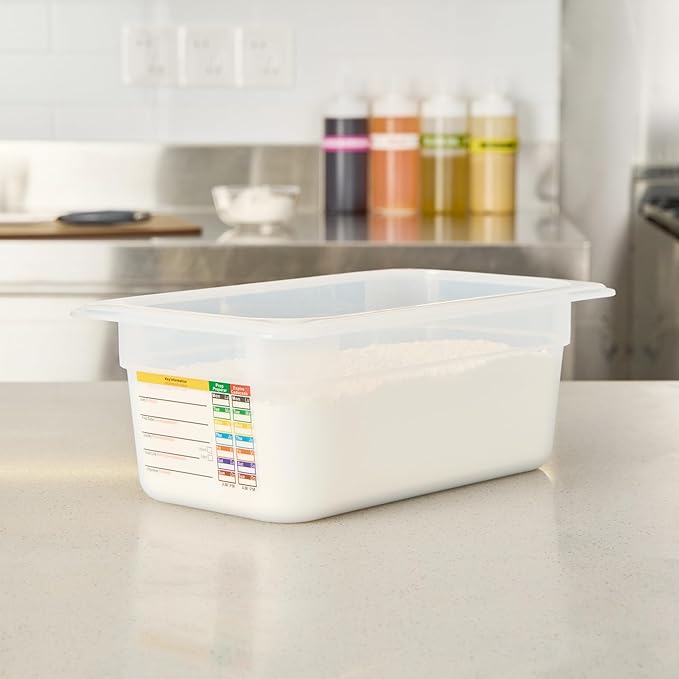 Restaurantware Food Storage Container 10 Pack of 10.3 x 6.2 x 3.9 Inches Plastic Stackable Storage Box White Reusable Label Container Dishwasher Safe For Restaurants And Kitchens