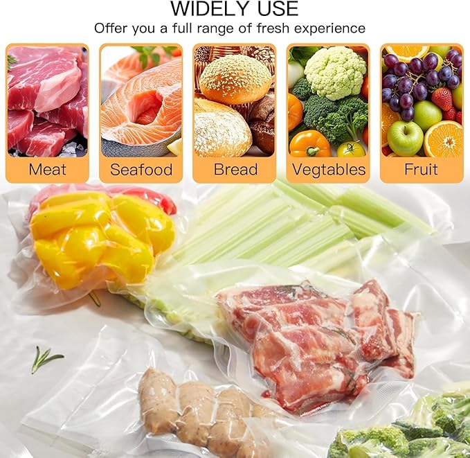 MEGAWISE Vacuum Sealer Bags Variety Pack with Labels & Marker, 150 Pre-Cut Bags (11"×14", 8"×12", 6"×10"), BPA-Free for All Vacuum Sealers