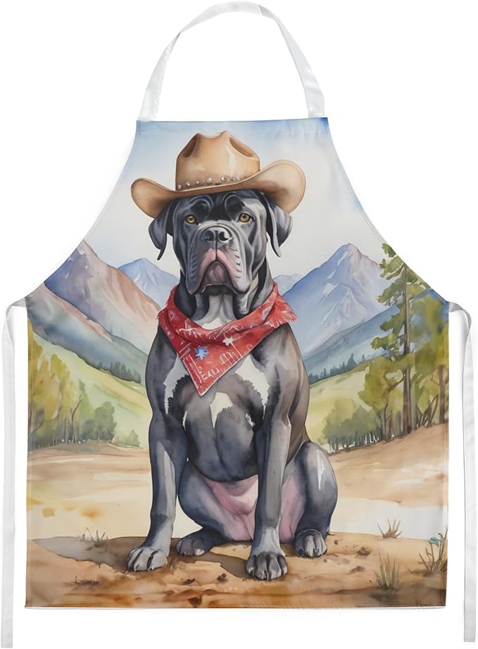 Caroline's Treasures Cane Corso Cowboy Welcome Apron Cooking Kitchen Server Baking Crafts Gardening for Adult Women Men, Unisex, Large, Multicolor