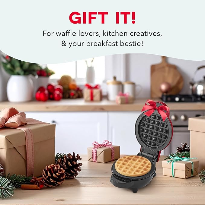Dash MultiMaker® Mini System - Compact Waffle Maker for Family Breakfasts - Removable Griddle Plates & nonstick surface - 5 Plates - Red