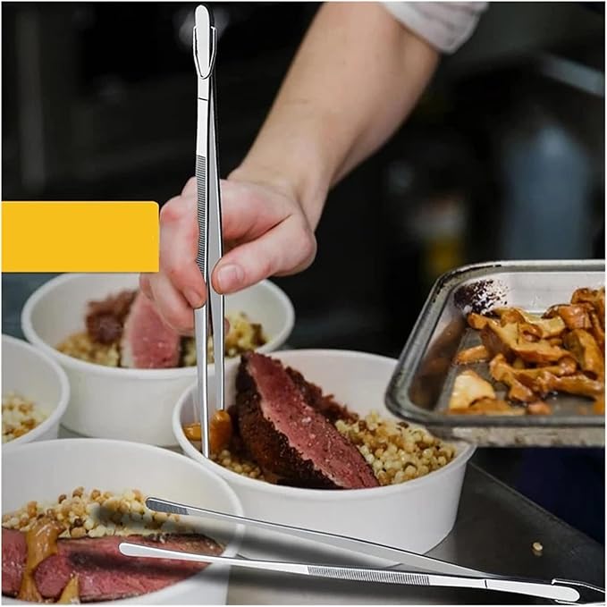 2Pcs Stainless Steel Kitchen Fixtures Tongs - For BBQ and Grilling(10inch)