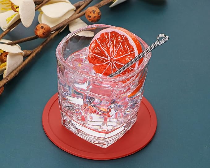ONLYKXY 3 Pieces 3.93 Inch Silicone Coasters, Round Coasters for Drinks, Beverage Coffee Tea Coaster (Red)