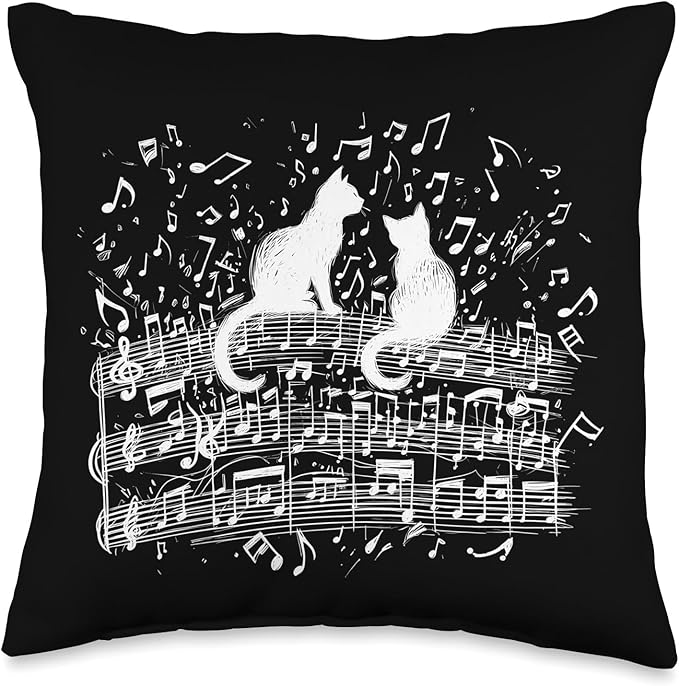 Cat Sheet Music Cute Animals Classic Musician Player Funny Throw Pillow