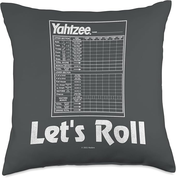 Yahtzee Score Sheet Let's Roll Throw Pillow