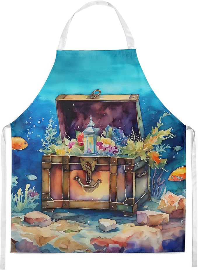 Caroline's Treasures Treasure Chest Apron Cooking Kitchen Server Baking Crafts Gardening for Adult Women Men, Unisex, Large, Multicolor