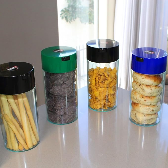 Tightvac - 5oz to 24 Ounce - Patented Airtight Container | Multi-use Vacuum Container Works as Smell Proof Containers for Herbs and Dry Goods. Green Clear