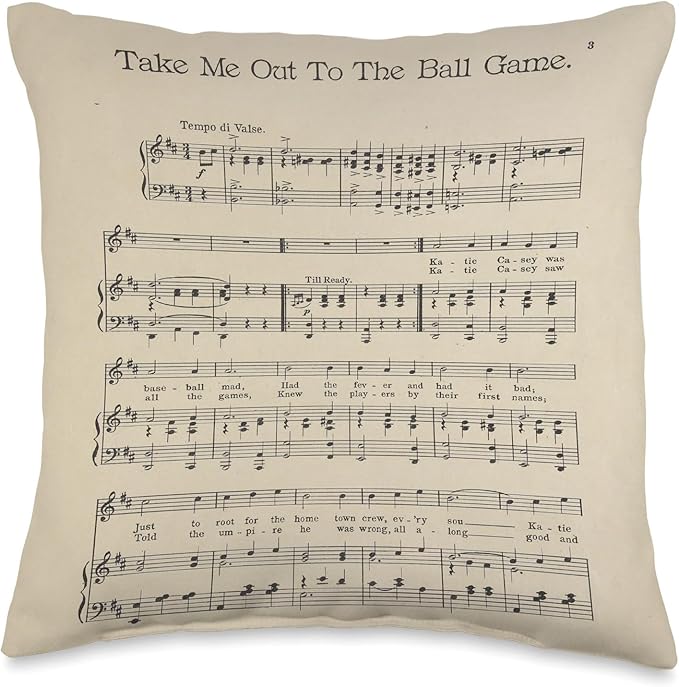 Take Me Out To The Ball Game Song Sheet Music Throw Pillow