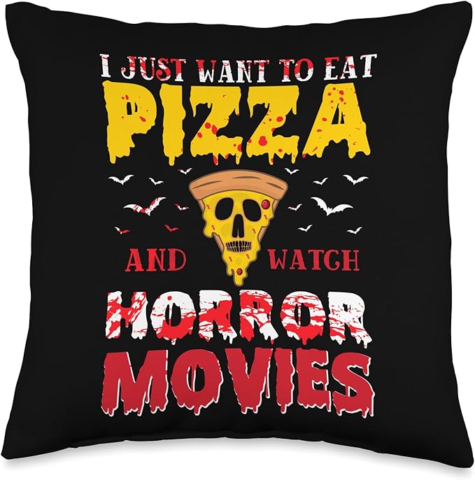 This is Boo Sheet Halloween 2023 Lazy Costume 2023 Eat Pizza & Watch Horror Movies Vintage Lazy Halloween 2023 Throw Pillow, 16x16, Multicolor