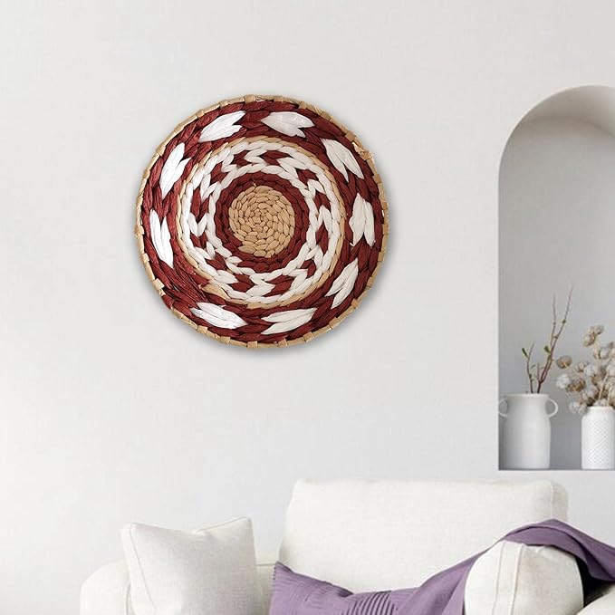 Woven Decor, Hanging Baskets Unique Tapestry for Hallway Bedroom Living Room Home Decorations (Red 30cm)