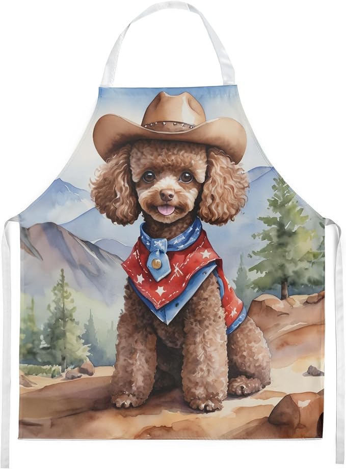 Caroline's Treasures Poodle Cowboy Welcome Apron Cooking Kitchen Server Baking Crafts Gardening for Adult Women Men, Unisex, Large, Multicolor