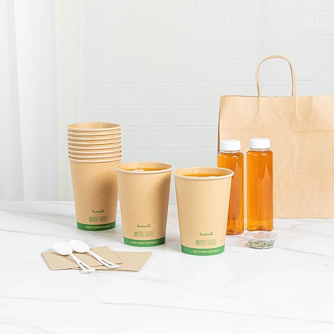 Restaurantware Paper Soup Containers 200 Pack Of 32 oz Disposable Kraft To Go Hot Soup Serving Bowls BPI-Certified Compostable Leakproof Stackable Food Containers For Noodles, Pasta And Desserts
