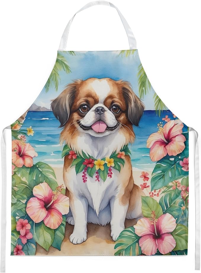 Caroline's Treasures Japanese Chin Luau Apron Cooking Kitchen Server Baking Crafts Gardening for Adult Women Men, Unisex, Large, Multicolor
