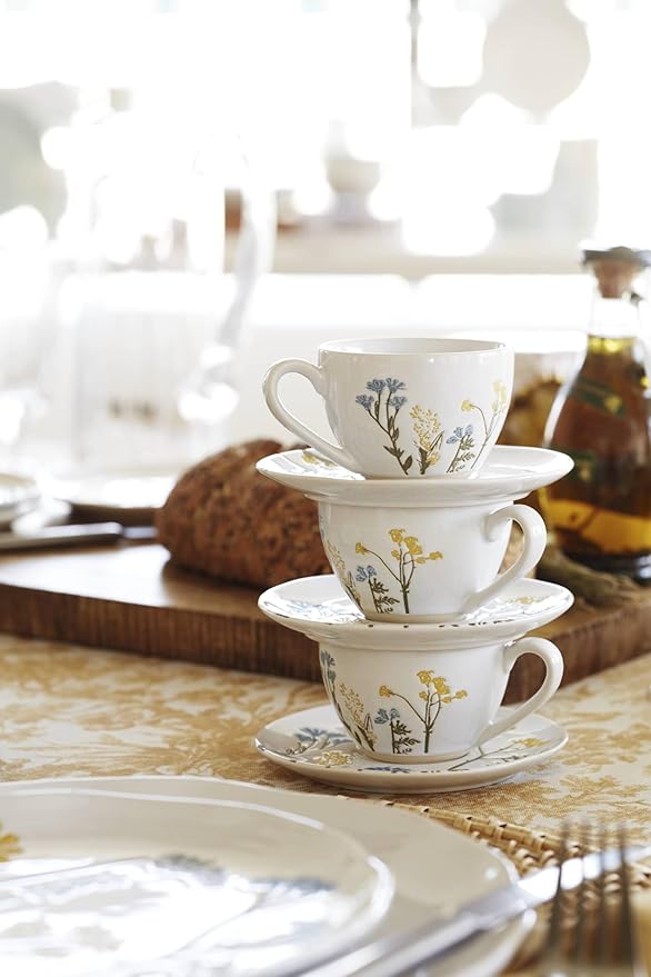 Lenox 896612 Wildflowers 8-Piece Espresso Cups & Saucers Set