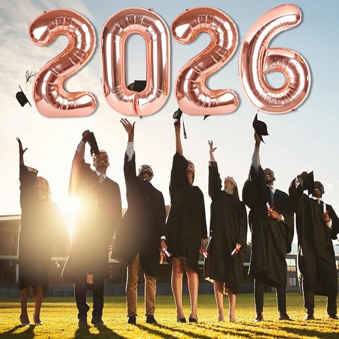 2026 Numbers Rose Gold Balloon, 40 Inch Balloon, New Years Eve Decorations, Balloons for New Years Eve Party Supplies 2026, Graduation Decoration, 2 6 20 26 Birthday Parties