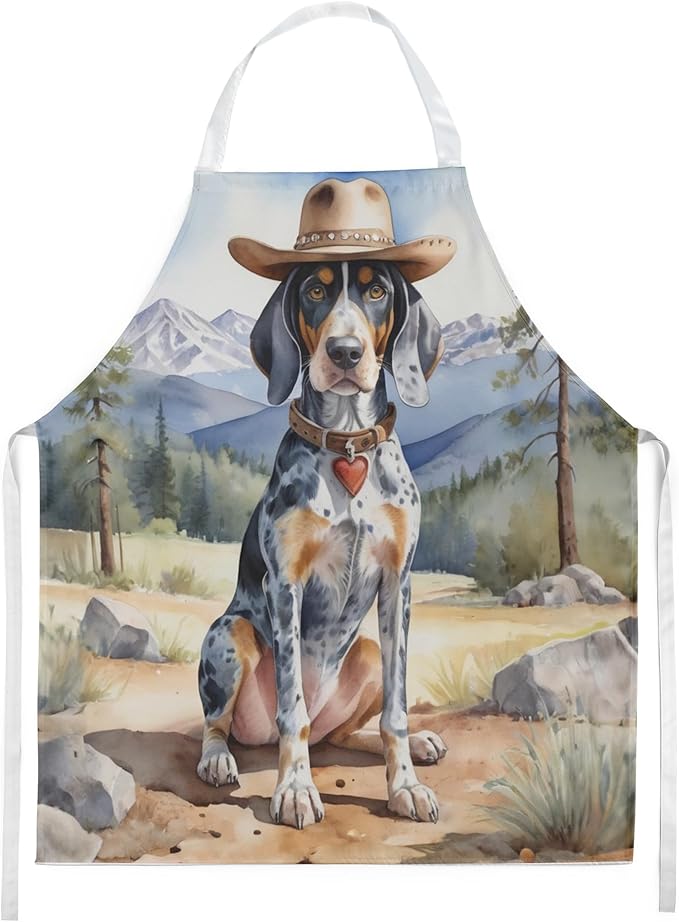 Caroline's Treasures Bluetick Coonhound Cowboy Welcome Apron Cooking Kitchen Server Baking Crafts Gardening for Adult Women Men, Unisex, Large, Multicolor