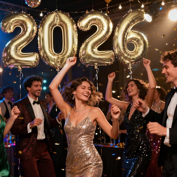 Champagne Gold 2026 Balloons, Jumbo 40 Inch Foil 2026 Number Balloons, Grad Balloons for Class of 2026 Graduation Party, Champagne Gold Matellic Foil New Year Birthday Home Office Party Supplies