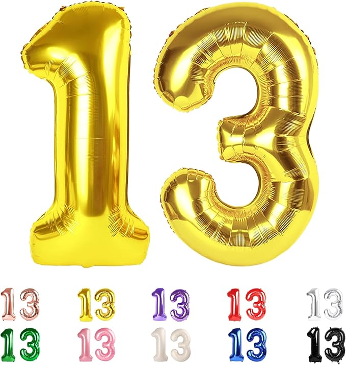 13 Balloons Number, 31 Balloons, 13th Gold Party Decorations 40 In Big 31st for Women Men Engagement, Wedding, Celebration Party, Graduations, Photo Shoot
