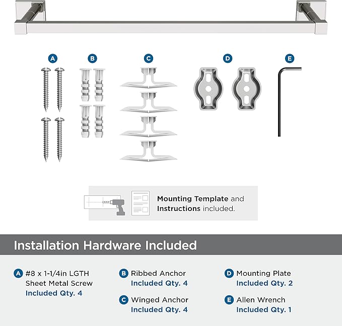 Amerock Appoint Polished Nickel 18 inch (457mm) Towel Bar, BH36073PN