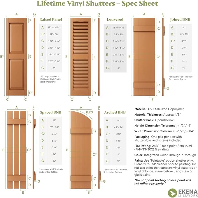 Decorative Vinyl Hinges, 4 Hinges, 2 S-Hooks for Lifetime Vinyl Shutters, 002 - Black