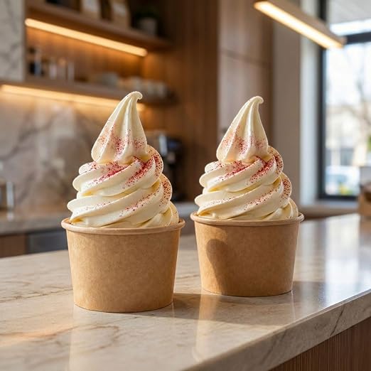 Coppetta 4 Ounce Dessert Cups, 50 Disposable Ice Cream Cups - Lids Sold Separately, Heavy-Duty, Kraft Paper Frozen Yogurt Bowls, For Hot And Cold Foods, Perfect For Gelato Or Mousse - Restaurantware