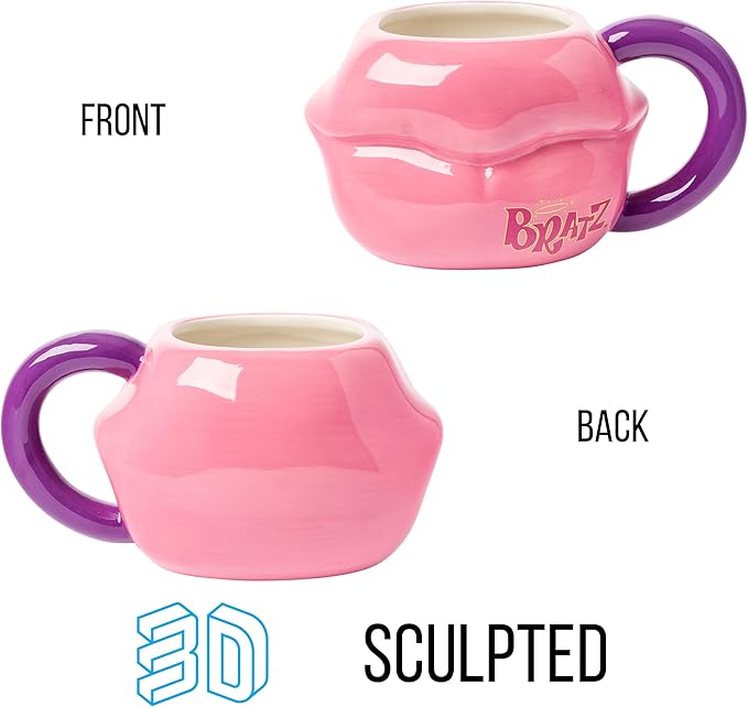 Silver Buffalo Bratz Lips Ceramic 3D Sculpted Mug, 20 Ounces