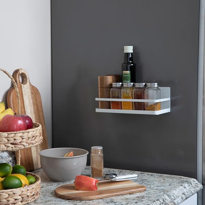 Household Essentials Metal Magnetic Spice Organizer, White