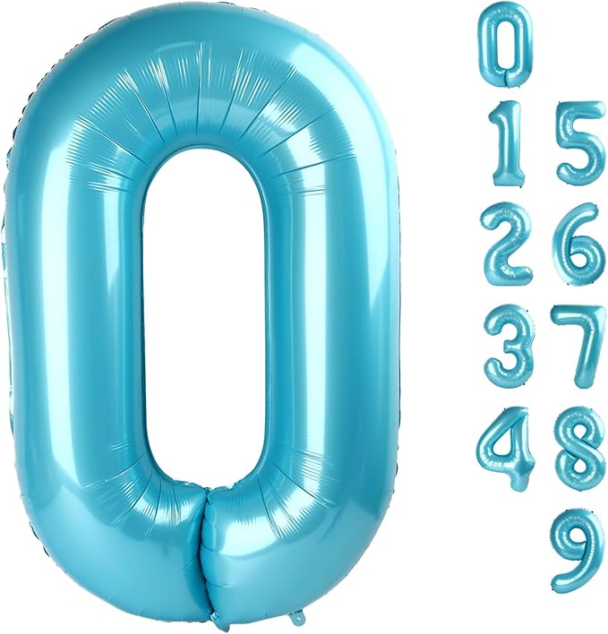 Number 0 Balloons 40 Inch Pastel Blue Number Balloons for 10 20 30 40 50 60 70 80 90 100 Numbers Balloon Birthday Decorations Wedding Event Baby Shower