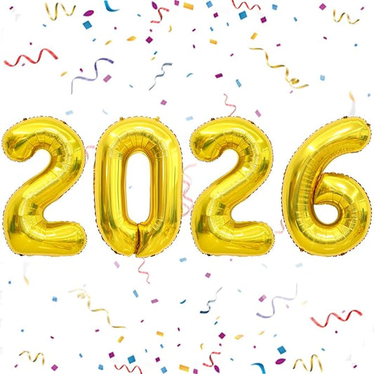 2026 Balloons Gold, Number Balloons 40 Inch, New Years Balloons for 2026 New Years Graduation Decorations Home Office Decoration