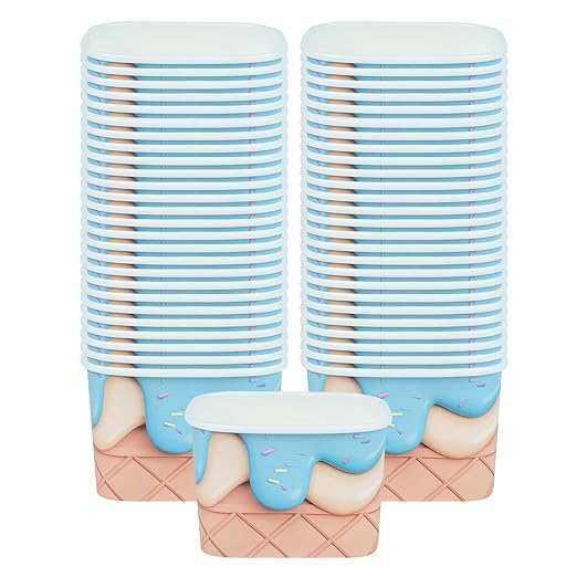 Coppetta 12 Ounce Dessert Cups, 50 Greaseproof Ice Cream Cups - Lids Sold Separately, For Hot And Cold Foods, Frosty Delight Paper Yogurt Bowls, Disposable, Sturdy - Restaurantware