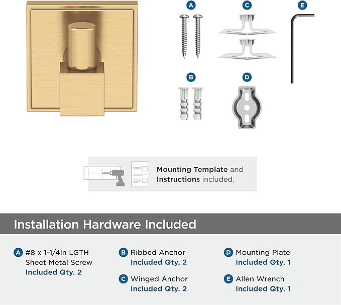 Amerock BH36070CZ | Champagne Bronze Single Robe Hook | 1-7/8 in. (48 mm) Length Towel Holder | Appoint | Towel Hook for Bathroom | Bathroom Hardware | Bath Accessories