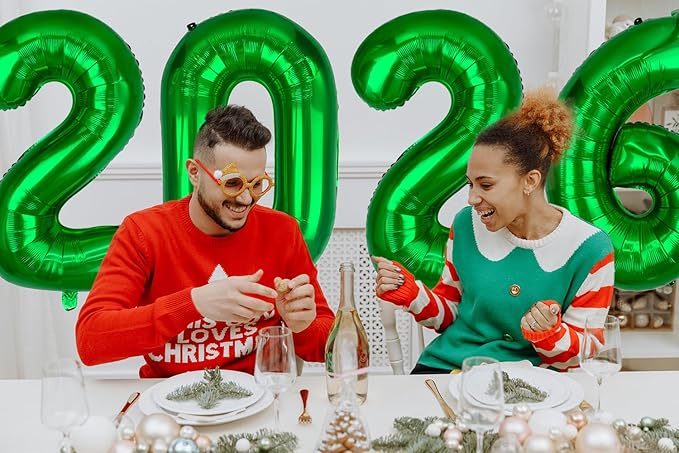 Huge Dark Green 2026 New Year Balloons 40 Inch 2026 Emerald Green Mylar Foil Helium Number Balloons 2026 Christmas New Year Eve Graduation Party Decorations Supplies
