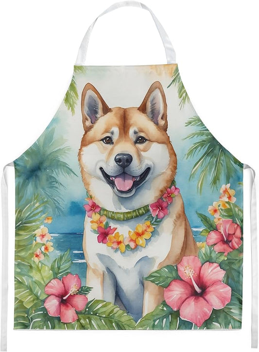 Caroline's Treasures Akita Luau Apron Cooking Kitchen Server Baking Crafts Gardening for Adult Women Men, Unisex, Large, Multicolor