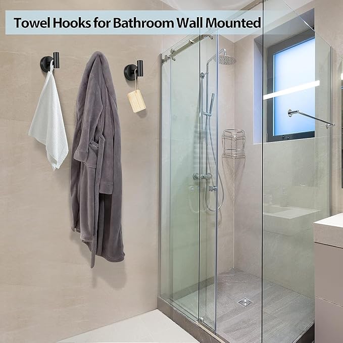 Kruodop Towel Hooks for Bathroom,4 Packs Wall Mount Towel Holder,Black Matte Wall Robe Hook,Stainless Steel Heavy Duty Door Hanger Towel Hook for Kitchen, Bedroom,Hotel,Pool,Coats - Red Bronze