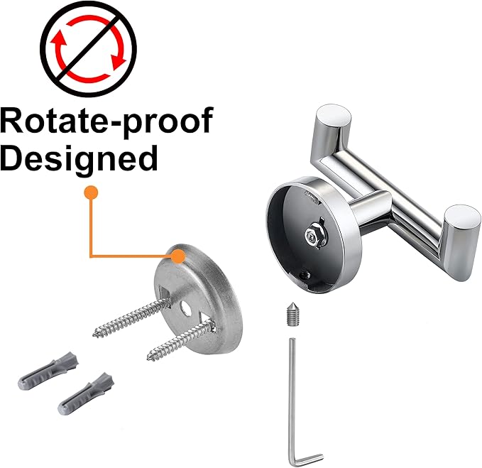 Towel Hooks for Bathrooms,Polished Chrome Towel Hook for Kitchen Bathroom,SUS304 Stainless Steel Coat Hook,Heavy Duty Double Towels Holder Hooks for Hanging Towels,Coats,Clothes,Wall Mount,2 Pack