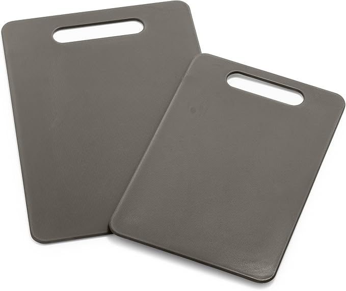 GreenLife Cutting Board Set 8x12" & 10x14", Extra Durable, Meal Prep, Non-Slip, Grip Handles, Crack Resistant, Dishwasher Safe, Reversible, Versatile Kitchen Essentials, Gray