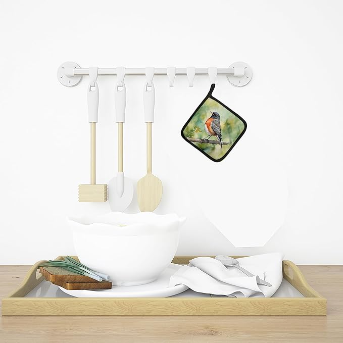 Caroline's Treasures Connecticut American Robin Pair of Pot Holders Kitchen Heat Resistant Pot Holders Sets Oven Hot Pads for Cooking Baking BBQ, 7 1/2 x 7 1/2