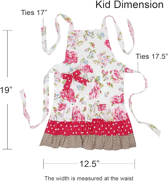 Wrapables Mother and Daughter Ruffles and Roses Apron for Baking, Cooking & Crafts, Mommy & Me Set