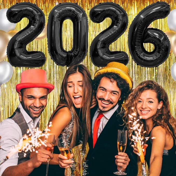 2026 Black Balloons New Year Balloon Graduation Balloons 2026 Number Balloon, Black GradBalloons, Graduation Decorations Class Of 2026, Party Decorations, Halloween, Christmas Party Decor
