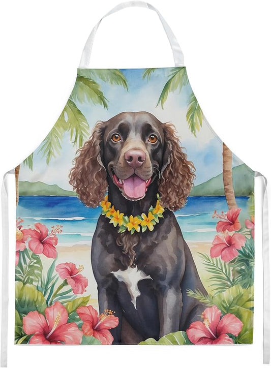 Caroline's Treasures American Water Spaniel Luau Apron Cooking Kitchen Server Baking Crafts Gardening for Adult Women Men, Unisex, Large, Multicolor