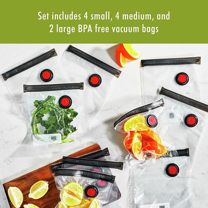 ZWILLING Fresh & Save 10-pc Vacuum Sealer Bags, Sous Vide Bags, Meal Prep - Assorted Sizes