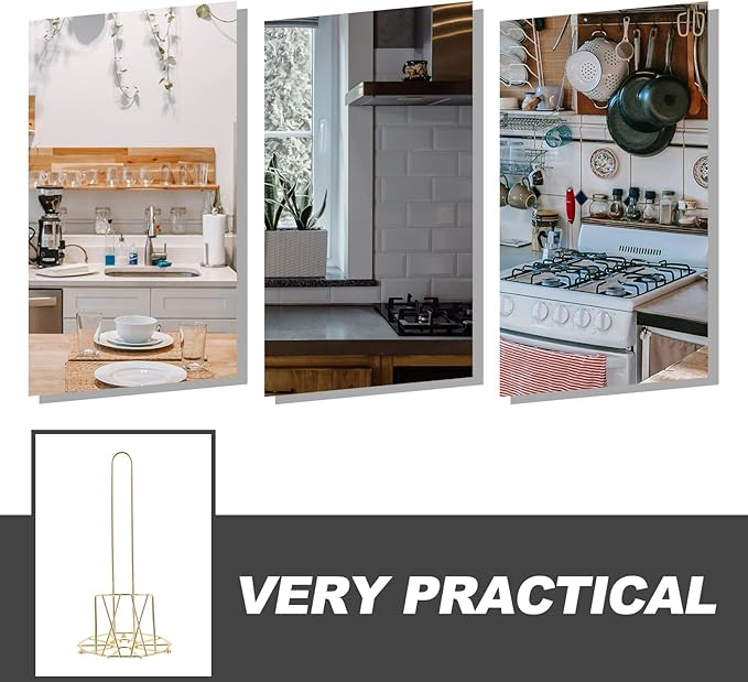 Freestanding Paper Towel Holder Iron Stand Kitchen Roll Paper Shelf Gold Metal Countertop Tissue Rack for Home and Commercial Use