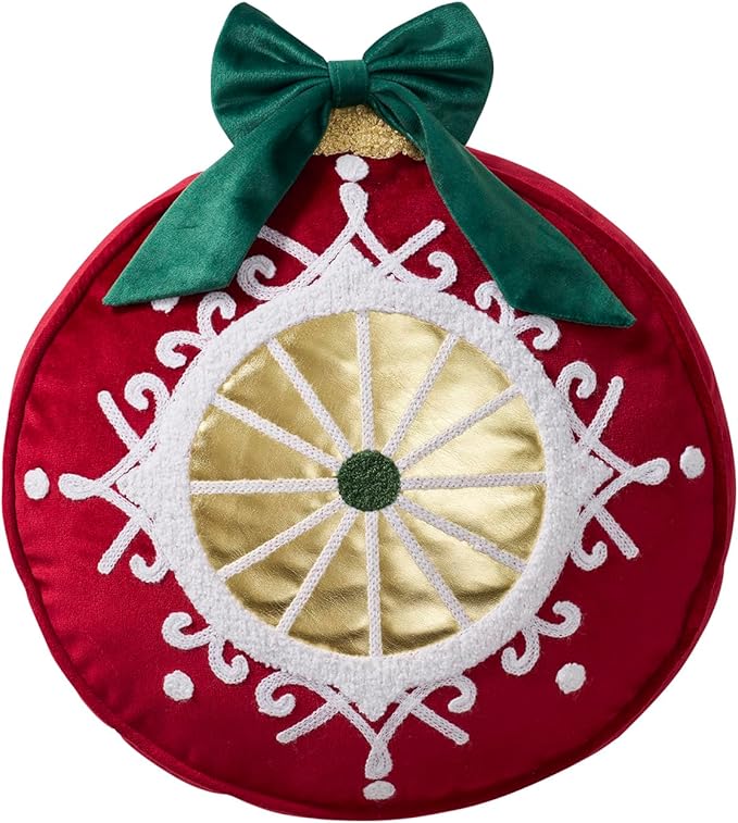 Hallmark - Decorative Throw Pillow for Couch or Bed, Holiday Home Décor, 12" x 13", (Ornament, Red)