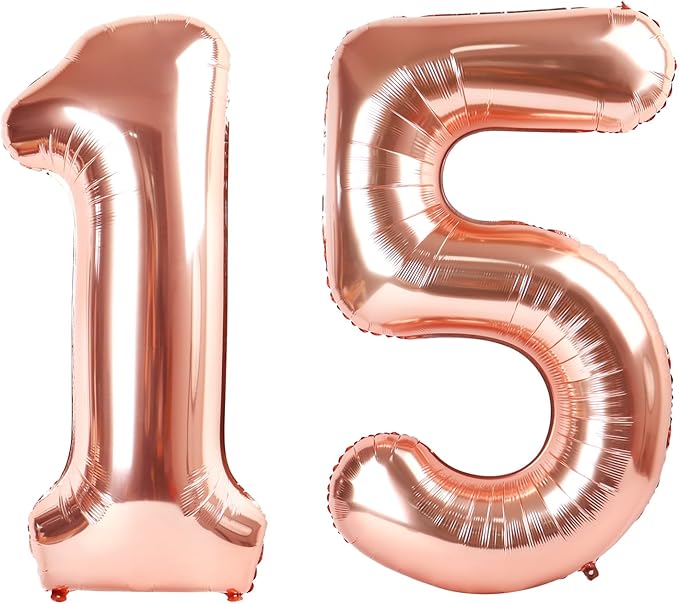 40 Inch 15 Number Balloon, 15 51 Birthday Balloon, Rose Gold Party Decoration for 15th Birthday Party Decoration, Promotion Events Decor, Photo Prop,