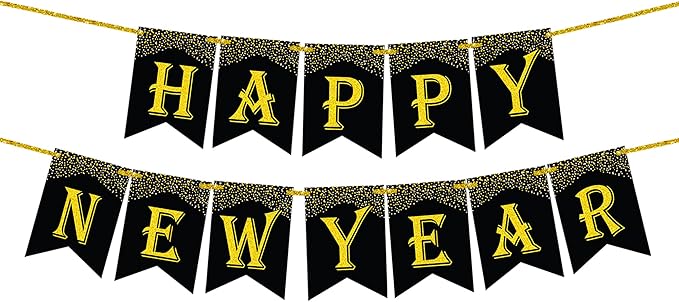 KatchOn, New Years Eve Party Supplies 2026 - Pack of 5 | 10 Feet, No DIY, Happy New Year Banner with 40 Inch, 2026 Balloons Gold | Happy New Years Decorations 2026 | New Year Decorations