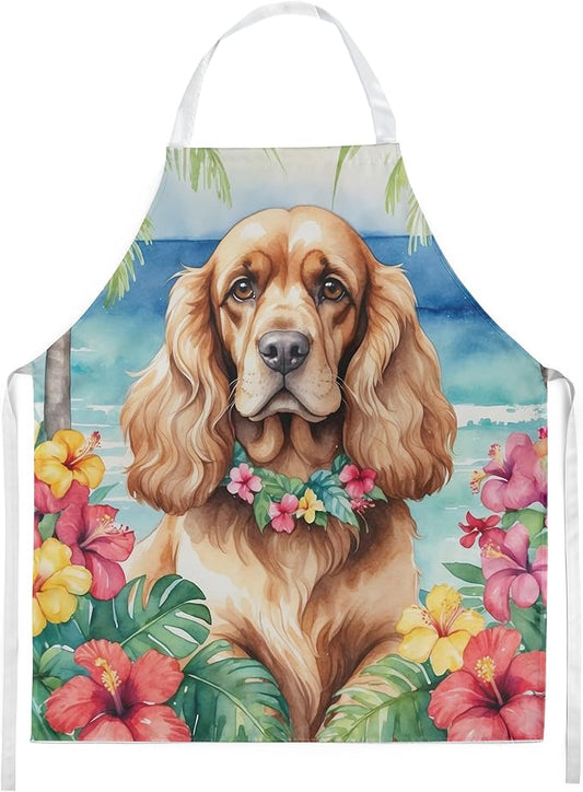 Caroline's Treasures Cocker Spaniel Luau Apron Cooking Kitchen Server Baking Crafts Gardening for Adult Women Men, Unisex, Large, Multicolor
